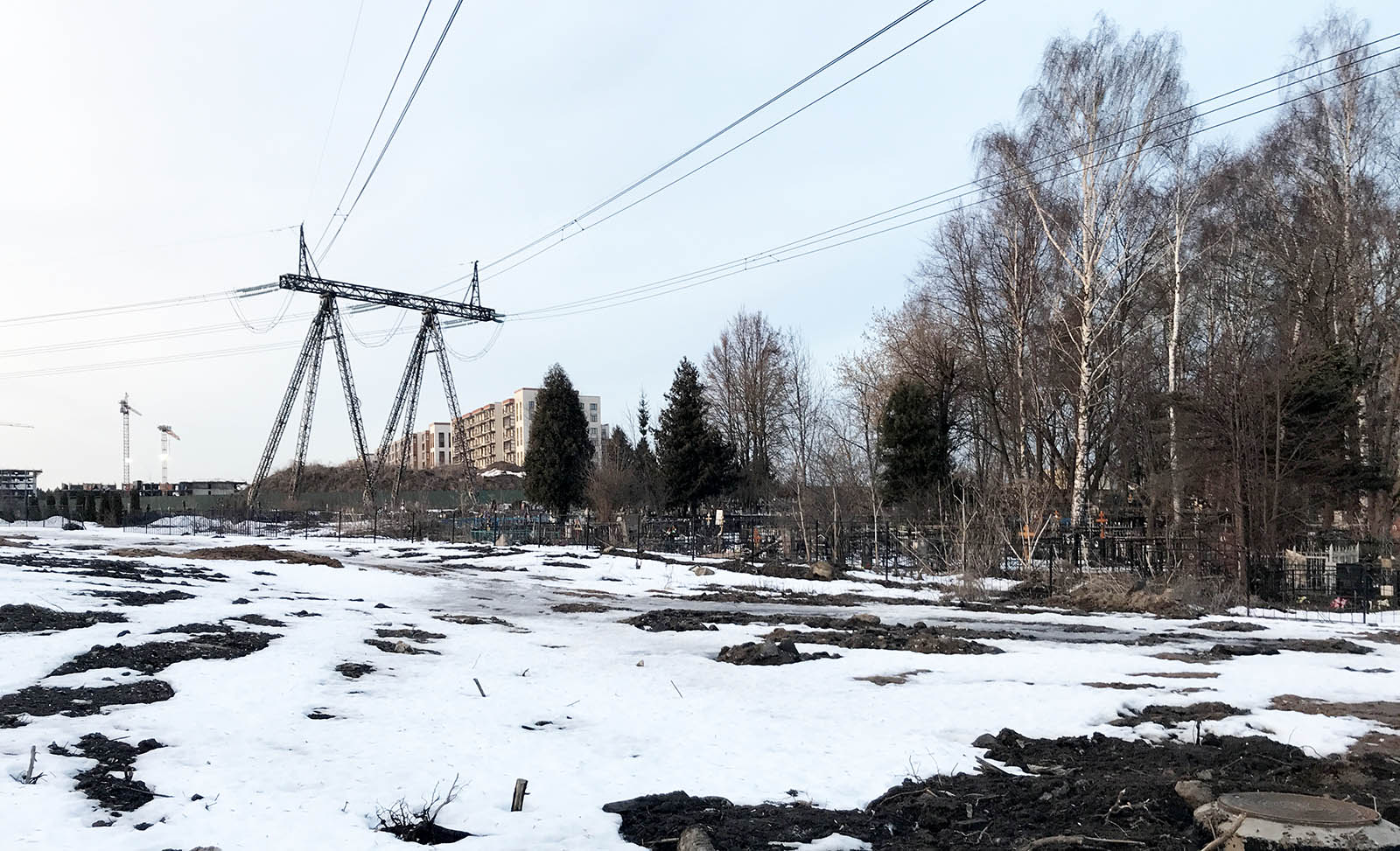 Изыскания под опоры линии электропередач возле Клязьминского водохранилища